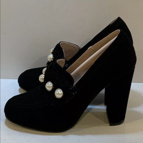 Forever Link Shoes - Forever Forest-23 Women's Suede Heel Shoes Black Nub Size 9